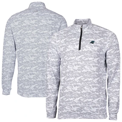 Men's Cutter & Buck Charcoal Carolina Panthers Big Tall Traverse Eco Camo Tri-Blend DryTec Quarter-Zip Jacket