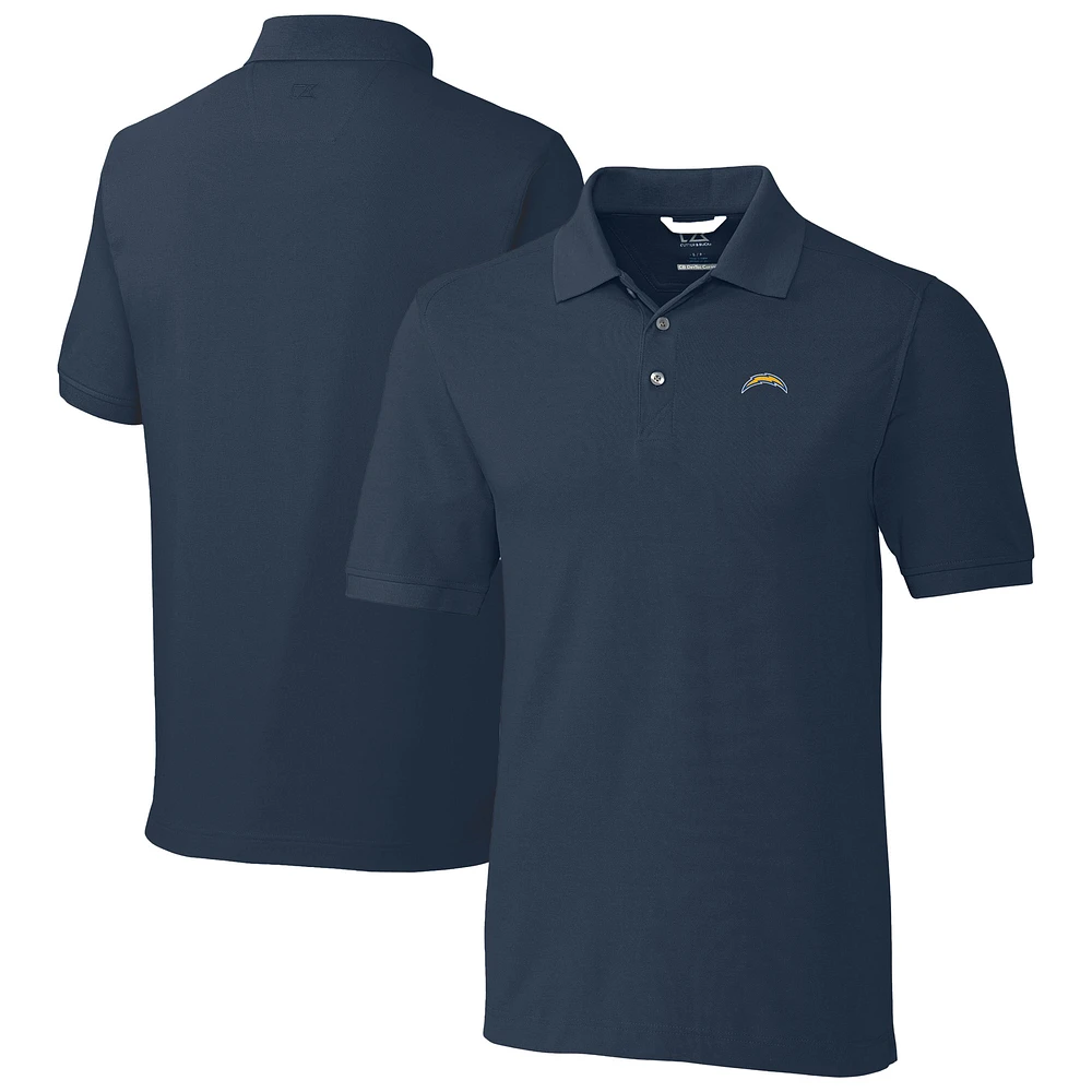 Men's Cutter & Buck Navy Los Angeles Chargers Big Tall Advantage Eco Pique DryTec Tri-Blend Polo