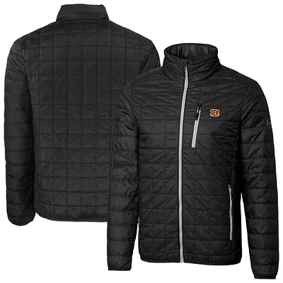 Men's Cutter & Buck Black Cincinnati Bengals Big Tall Rainier PrimaLoft Eco Insulated Full-Zip Puffer Jacket