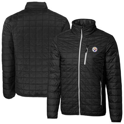 Men's Cutter & Buck Black Pittsburgh Steelers Big Tall Rainier PrimaLoft Eco Insulated Full-Zip Puffer Jacket