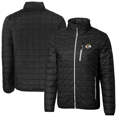 Men's Cutter & Buck Black Los Angeles Rams Big Tall Rainier PrimaLoft Eco Insulated Full-Zip Puffer Jacket