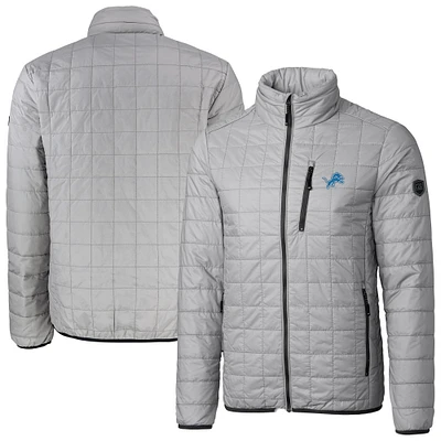 Men's Cutter & Buck Gray Detroit Lions Big Tall Rainier PrimaLoft Eco Insulated Full-Zip Puffer Jacket