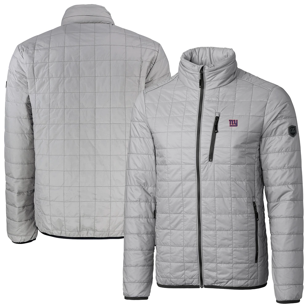 Men's Cutter & Buck Gray New York Giants Big Tall Rainier PrimaLoft Eco Insulated Full-Zip Puffer Jacket