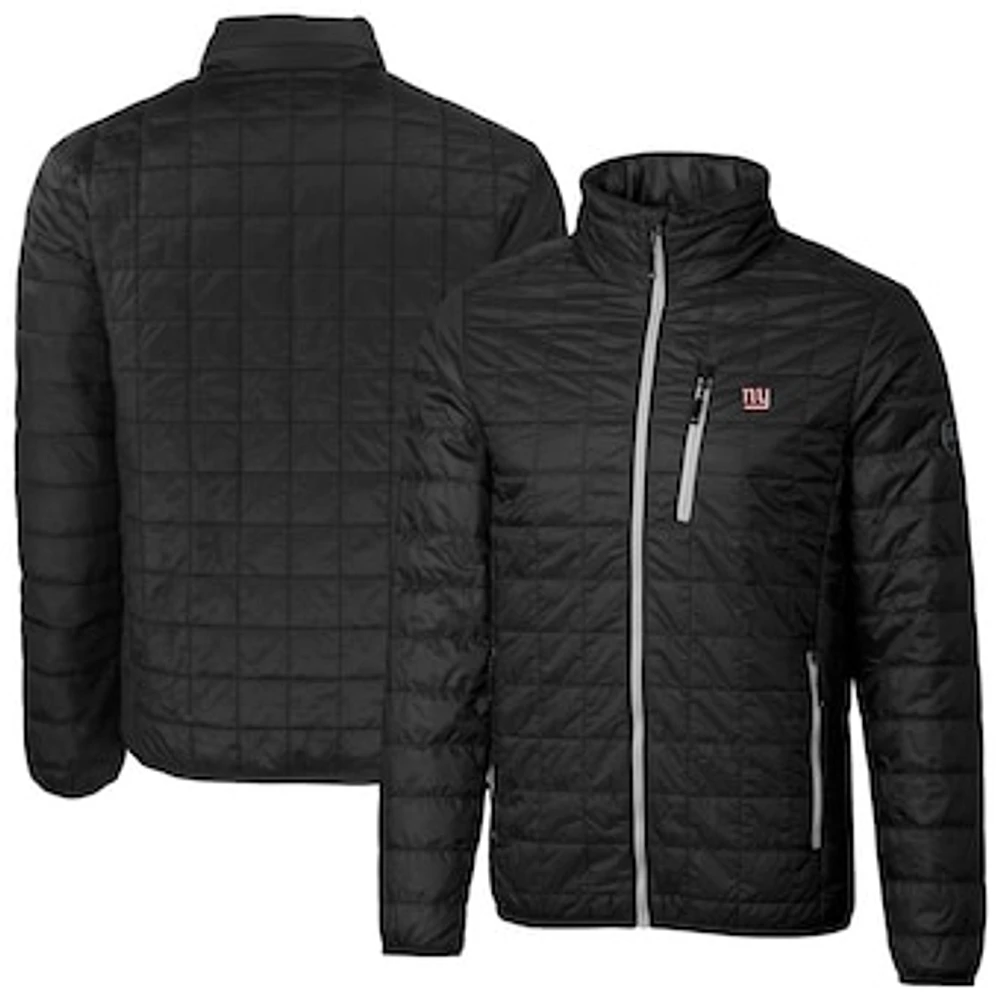 Men's Cutter & Buck Black New York Giants Big Tall Rainier PrimaLoft Eco Insulated Full-Zip Puffer Jacket