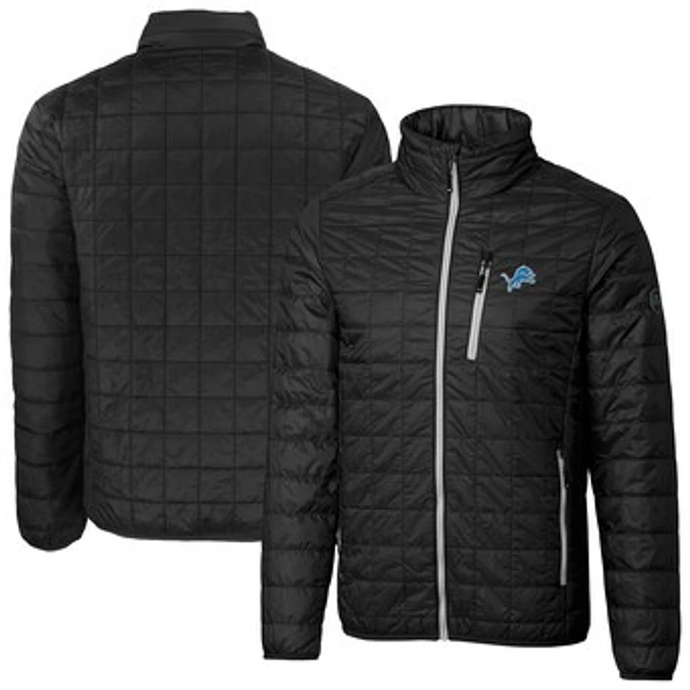 Men's Cutter & Buck Black Detroit Lions Big Tall Rainier PrimaLoft Eco Insulated Full-Zip Puffer Jacket
