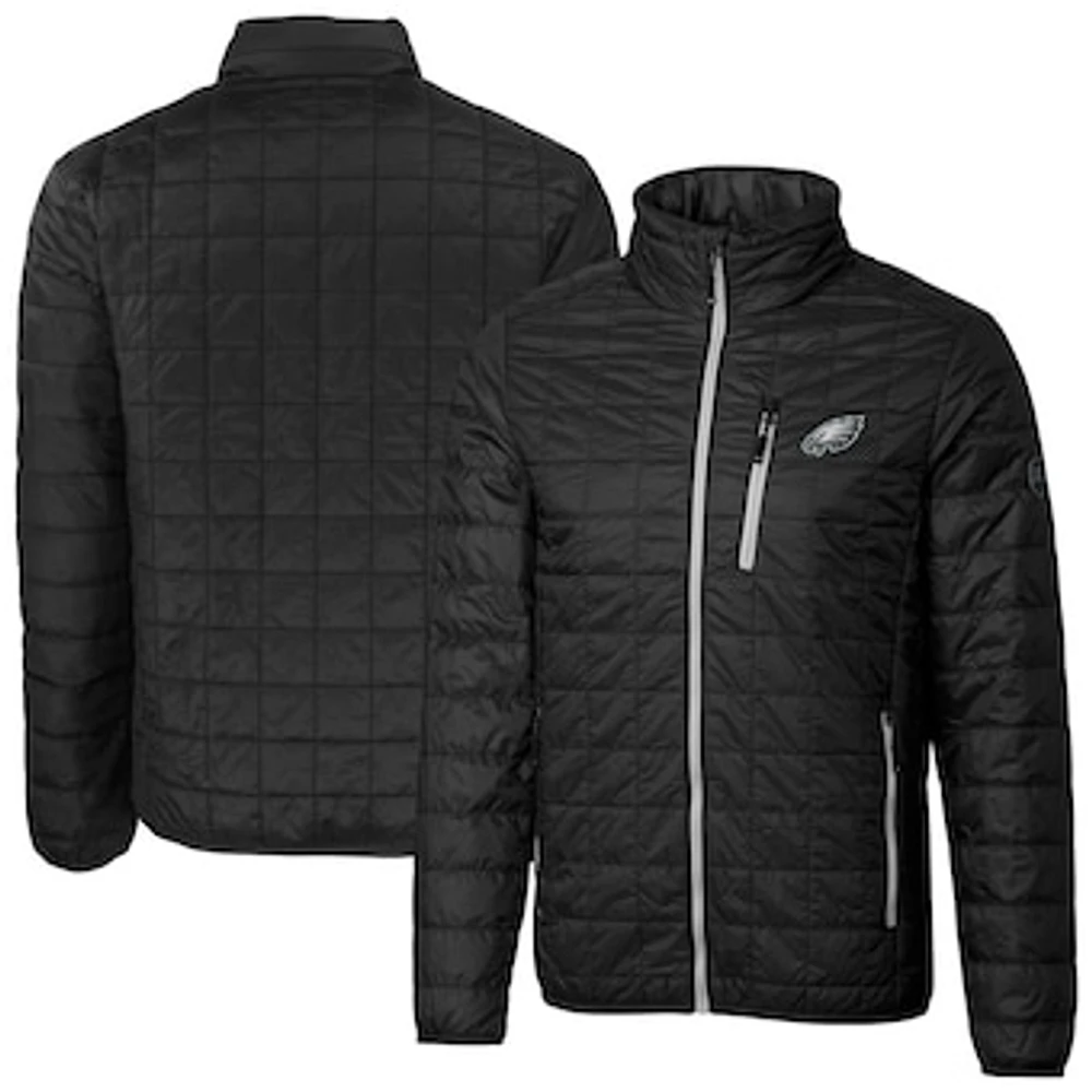 Men's Cutter & Buck Black Philadelphia Eagles Big Tall Rainier PrimaLoft Eco Insulated Full-Zip Puffer Jacket