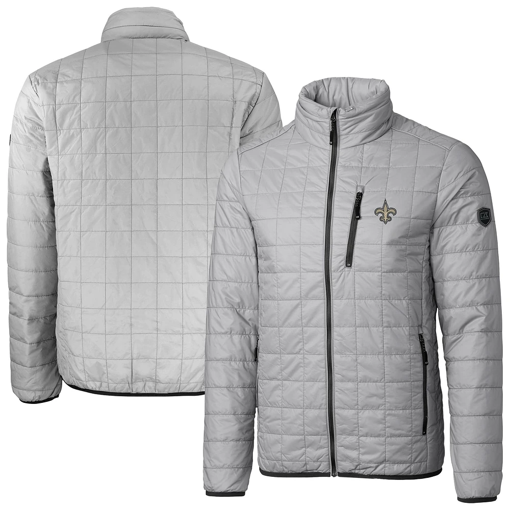 Men's Cutter & Buck Gray New Orleans Saints Big Tall Rainier Eco Insulated PrimaLoft Full-Zip Puffer Jacket