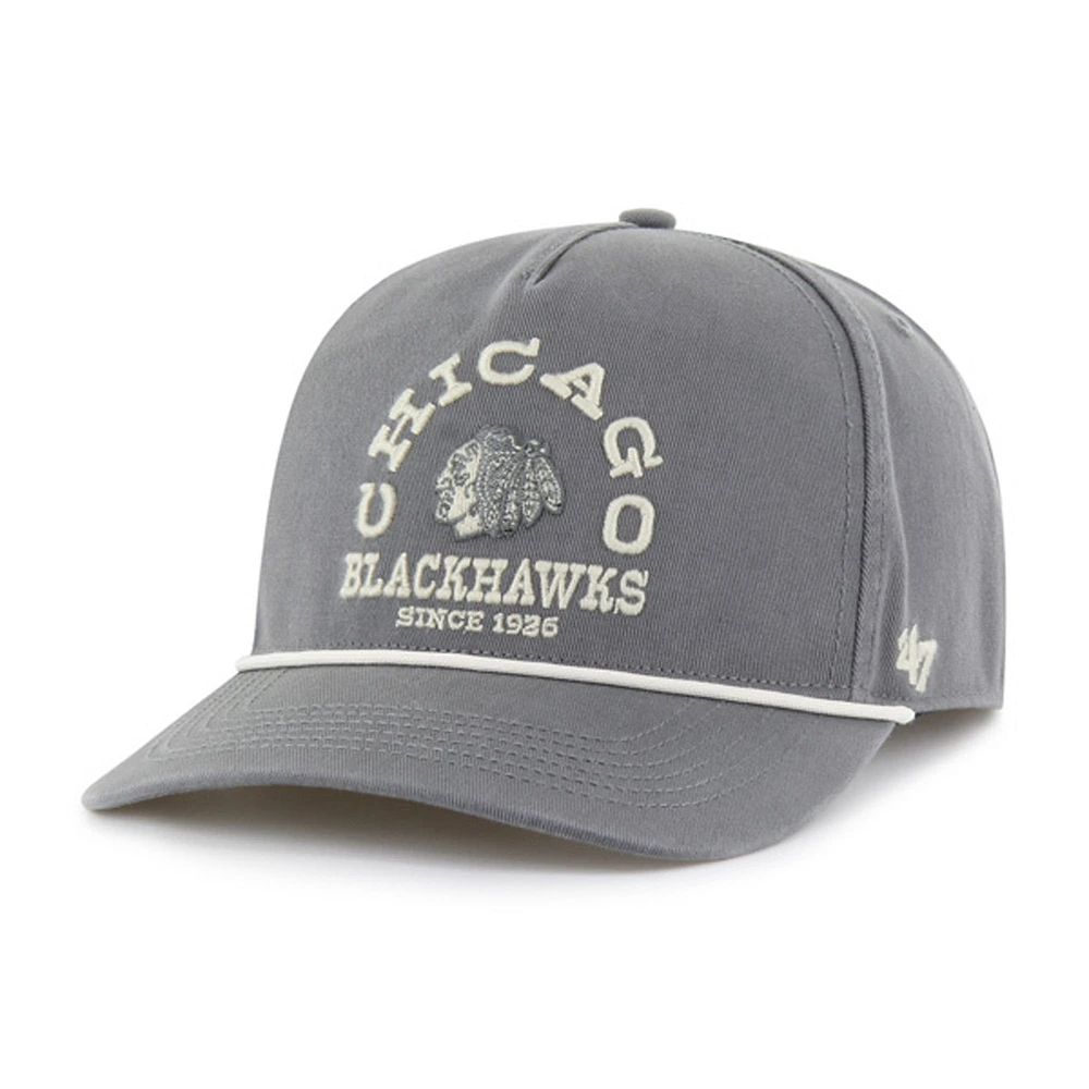 Men's '47 Charcoal Chicago Blackhawks Canyon Ranchero Hitch Adjustable Hat