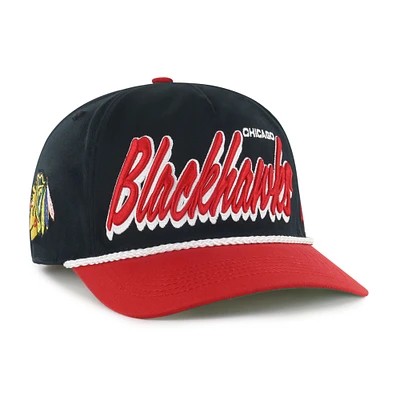 Men's '47 Black/Red Chicago Blackhawks Dropshadow Rope Hitch Adjustable Hat