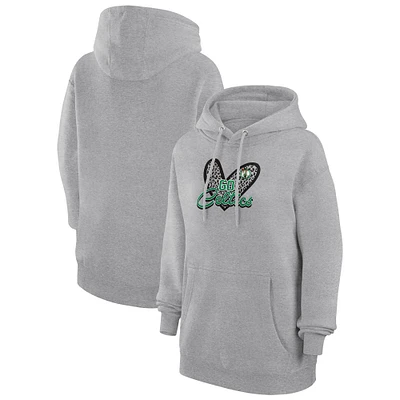 Women's G-III 4Her by Carl Banks Heather Gray Boston Celtics Leopard Heart Graphic Fleece Pullover Hoodie