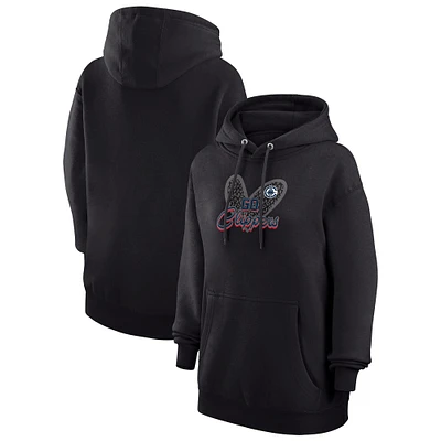 Women's G-III 4Her by Carl Banks Black LA Clippers Leopard Heart Graphic Fleece Pullover Hoodie