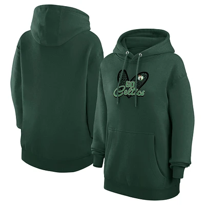 Women's G-III 4Her by Carl Banks Kelly Green Boston Celtics Leopard Heart Graphic Fleece Pullover Hoodie