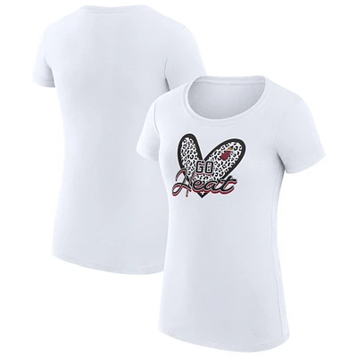 Women's G-III 4Her by Carl Banks White Miami Heat Super-Slim Fit Lightweight Leopard Heart T-Shirt