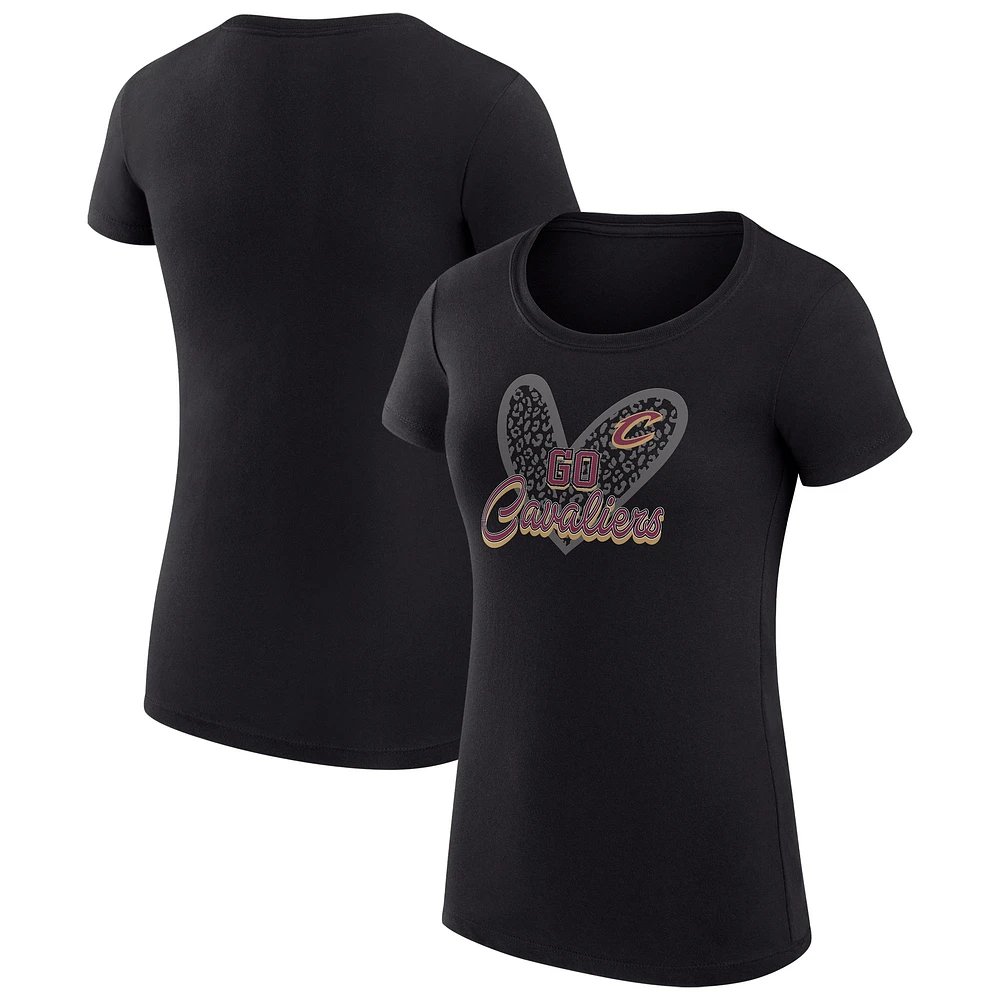 Women's G-III 4Her by Carl Banks Cleveland Cavaliers Super-Slim Fit Lightweight Leopard Heart T-Shirt
