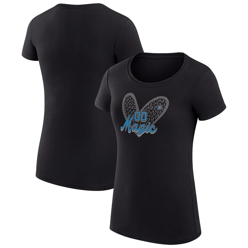 Women's G-III 4Her by Carl Banks Orlando Magic Super-Slim Fit Lightweight Leopard Heart T-Shirt