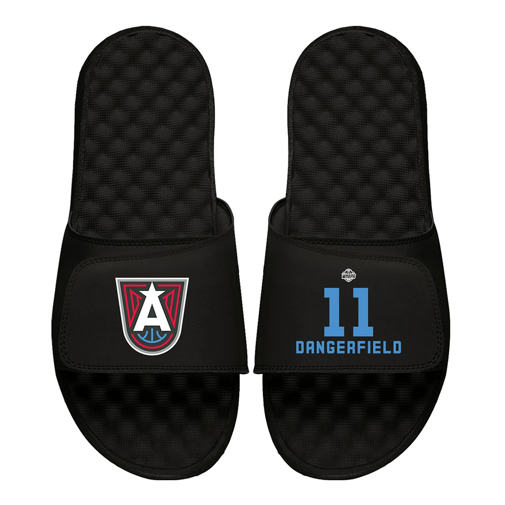 Men's ISlide Crystal Dangerfield Black Atlanta Dream Logo Split Slide Sandals