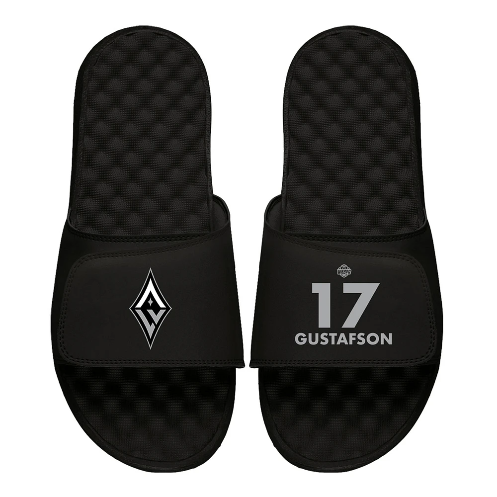 Men's ISlide Megan Gustafson Black Las Vegas Aces Logo Split Slide Sandals