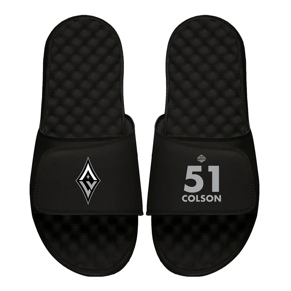 Men's ISlide Sydney Colson Black Las Vegas Aces Logo Split Slide Sandals