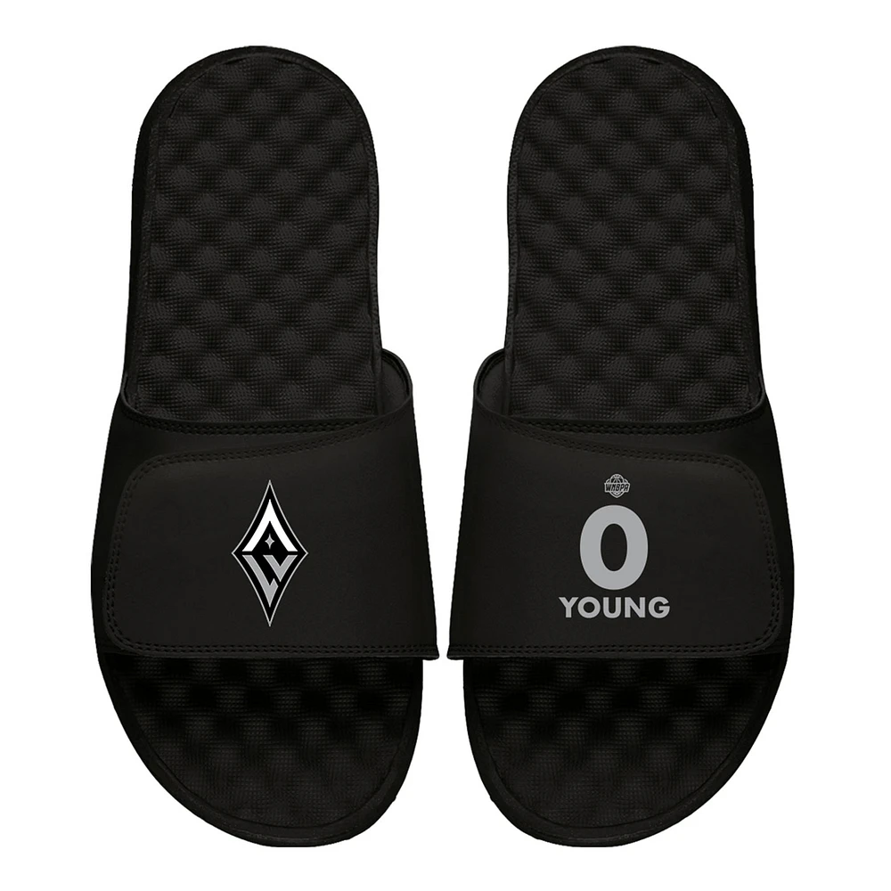 Men's ISlide Jackie Young Black Las Vegas Aces Logo Split Slide Sandals