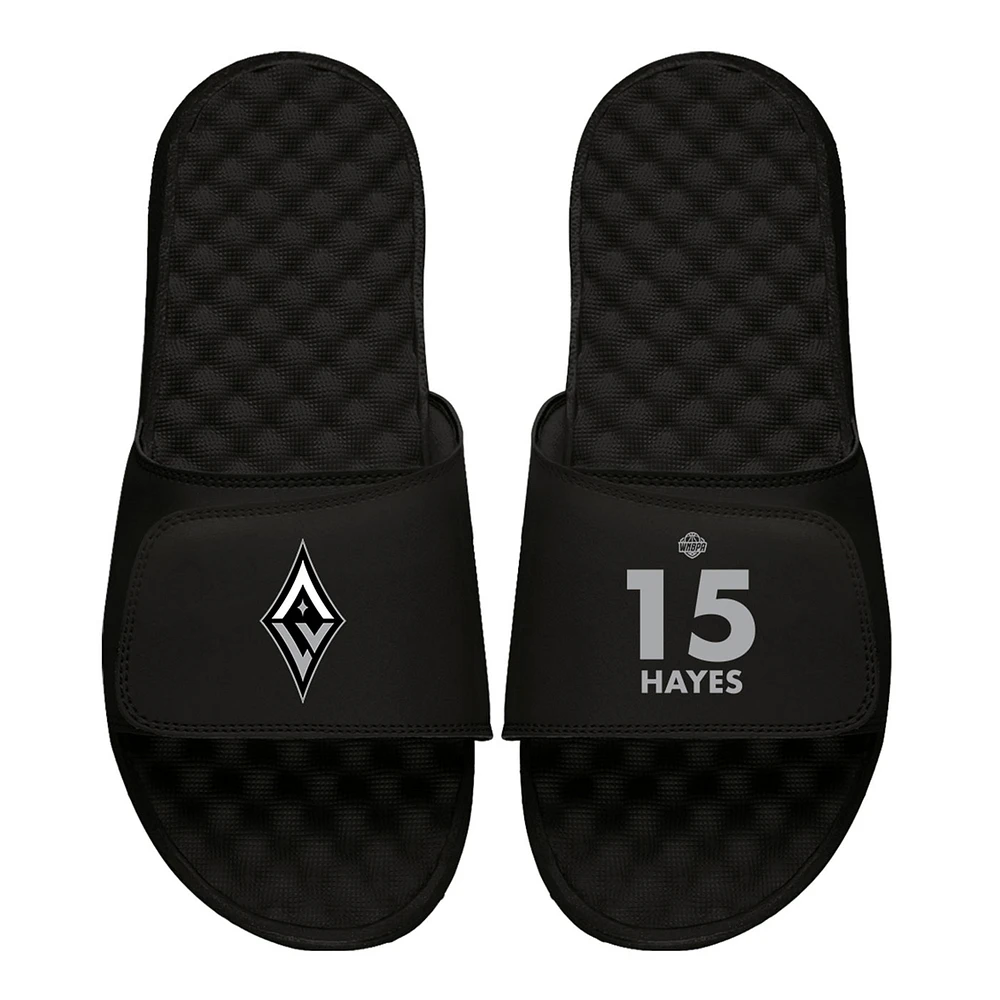 Men's ISlide Tiffany Hayes Black Las Vegas Aces Logo Split Slide Sandals