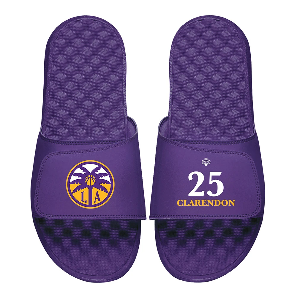 Men's ISlide Layshia Clarendon Purple Los Angeles Sparks Logo Split Slide Sandals