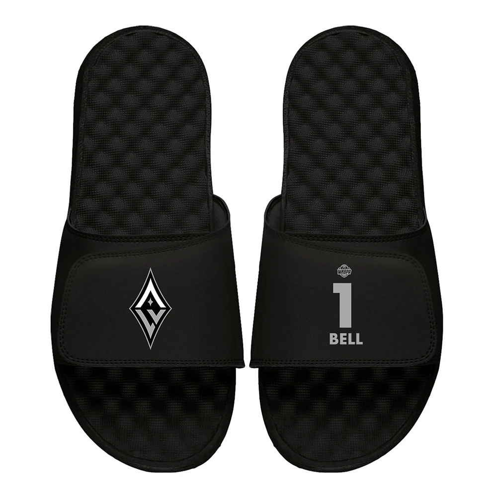 Men's ISlide Kierstan Bell Black Las Vegas Aces Logo Split Slide Sandals