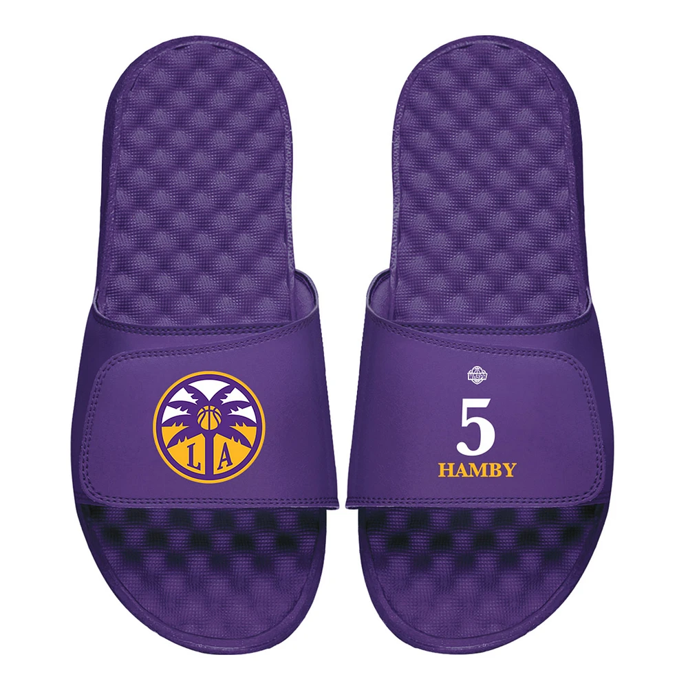 Men's ISlide Dearica Hamby Purple Los Angeles Sparks Logo Split Slide Sandals