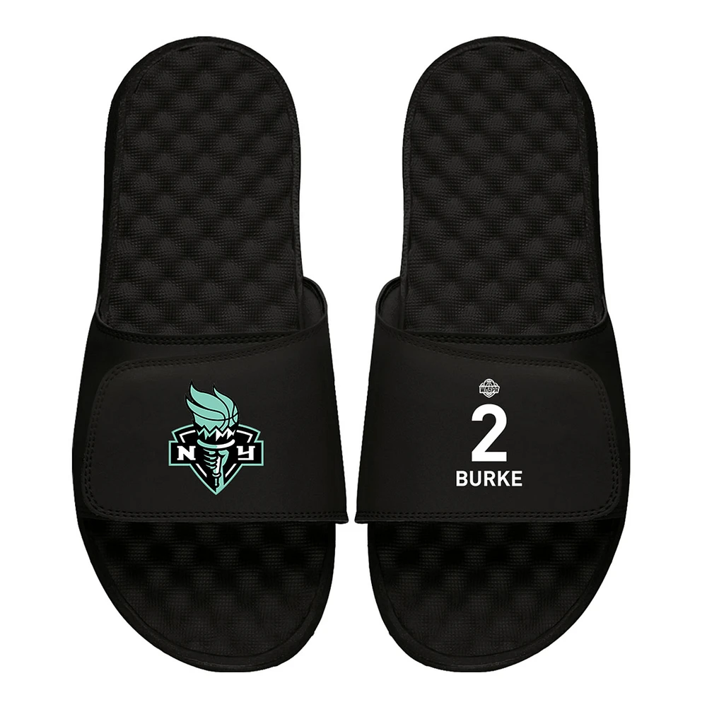 Men's ISlide Kennedy Burke Black New York Liberty Logo Split Slide Sandals