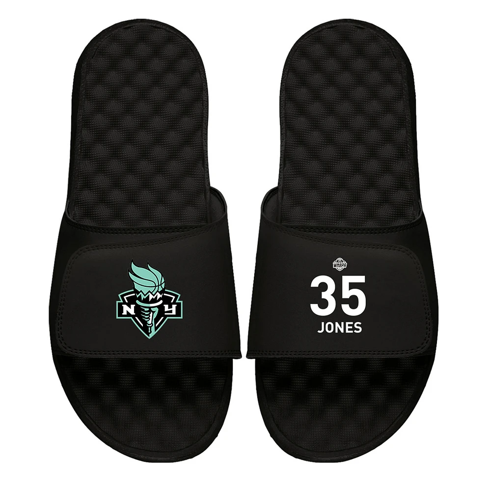 Men's ISlide Jonquel Jones Black New York Liberty Logo Split Slide Sandals