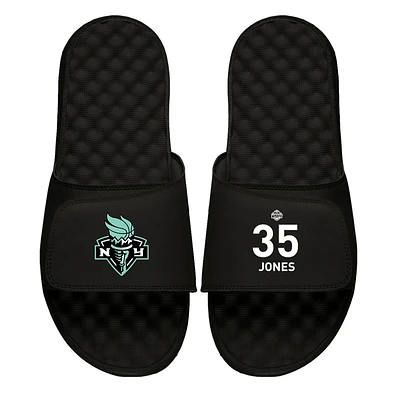 Men's ISlide Jonquel Jones Black New York Liberty Logo Split Slide Sandals