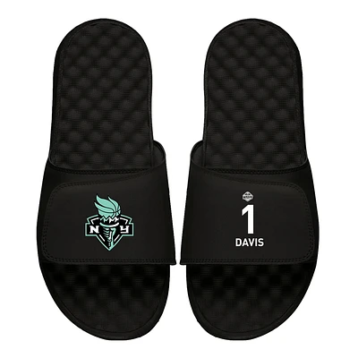 Men's ISlide Marquesha Davis Black New York Liberty Logo Split Slide Sandals