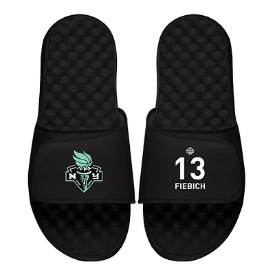 Men's ISlide Leonie Fiebich Black New York Liberty Logo Split Slide Sandals