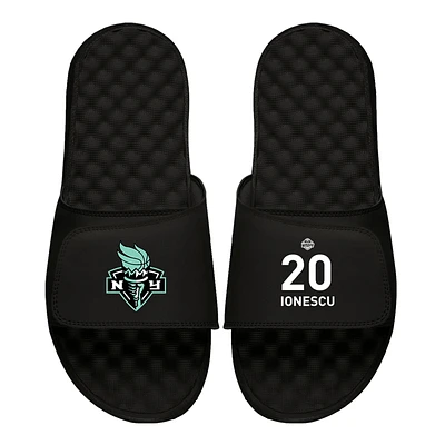 Men's ISlide Sabrina Ionescu Black New York Liberty Logo Split Slide Sandals