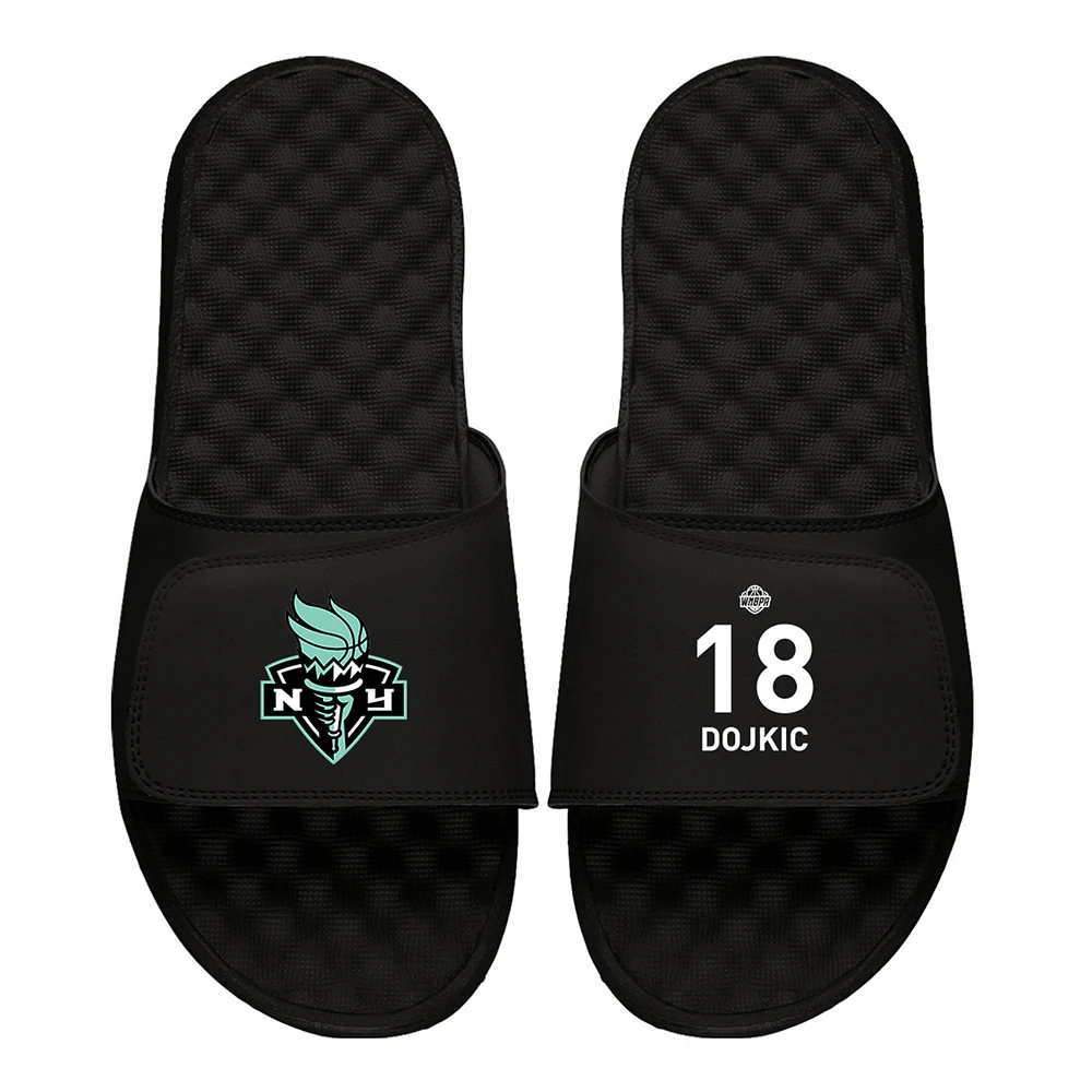 Men's ISlide Ivana Dojkic Black New York Liberty Logo Split Slide Sandals