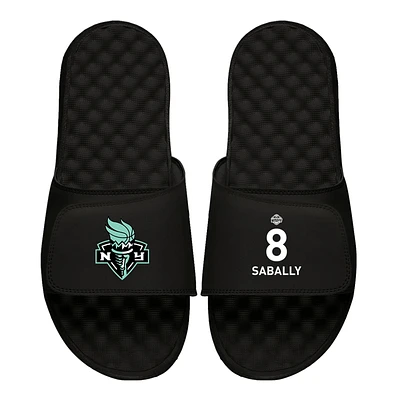 Men's ISlide Nyara Sabally Black New York Liberty Logo Split Slide Sandals