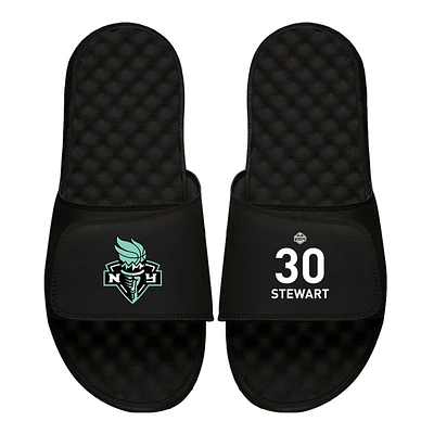Men's ISlide Breanna Stewart Black New York Liberty Logo Split Slide Sandals