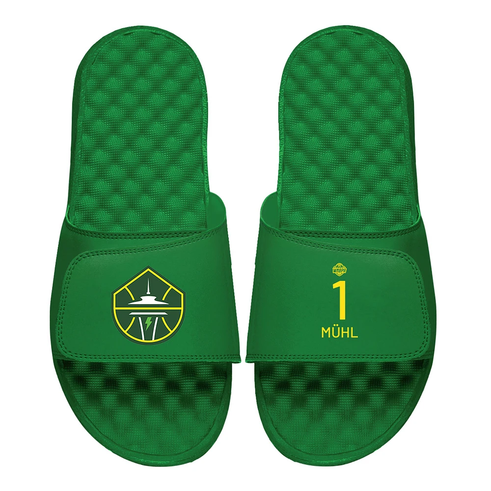 Men's ISlide Nika Muhl Green Seattle Storm Logo Split Slide Sandals