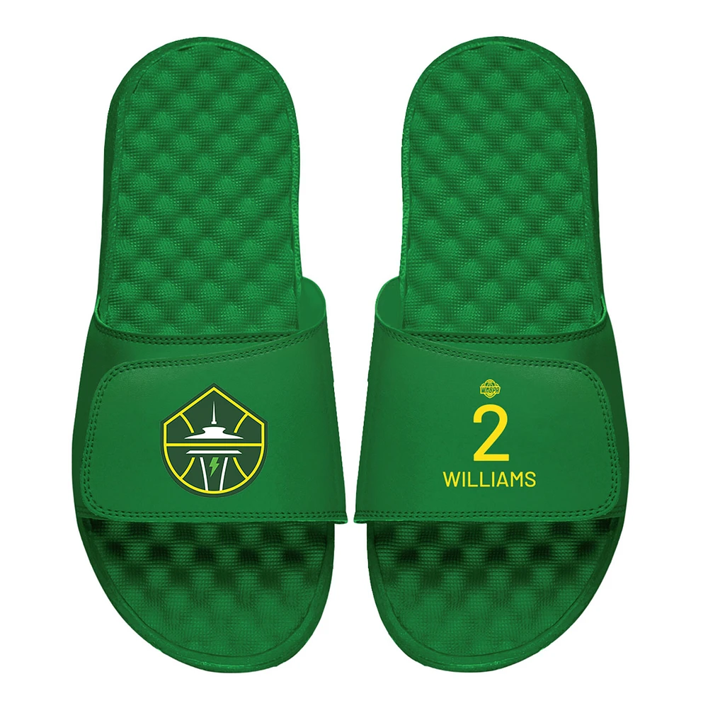 Men's ISlide Kiana Williams Green Seattle Storm Logo Split Slide Sandals