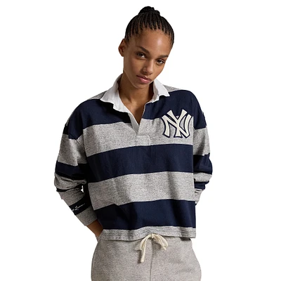 Women's Polo Ralph Lauren Navy/Heather Gray New York Yankees Long Sleeve Rugby T-Shirt