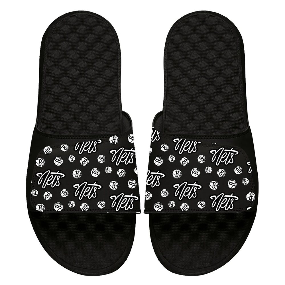 Youth ISlide Brooklyn Nets Pattern Slide Sandals