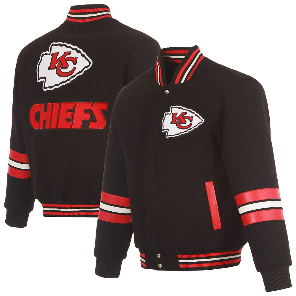 Men's JH Design Black Kansas City Chiefs Full-Zip Varsity Jacket