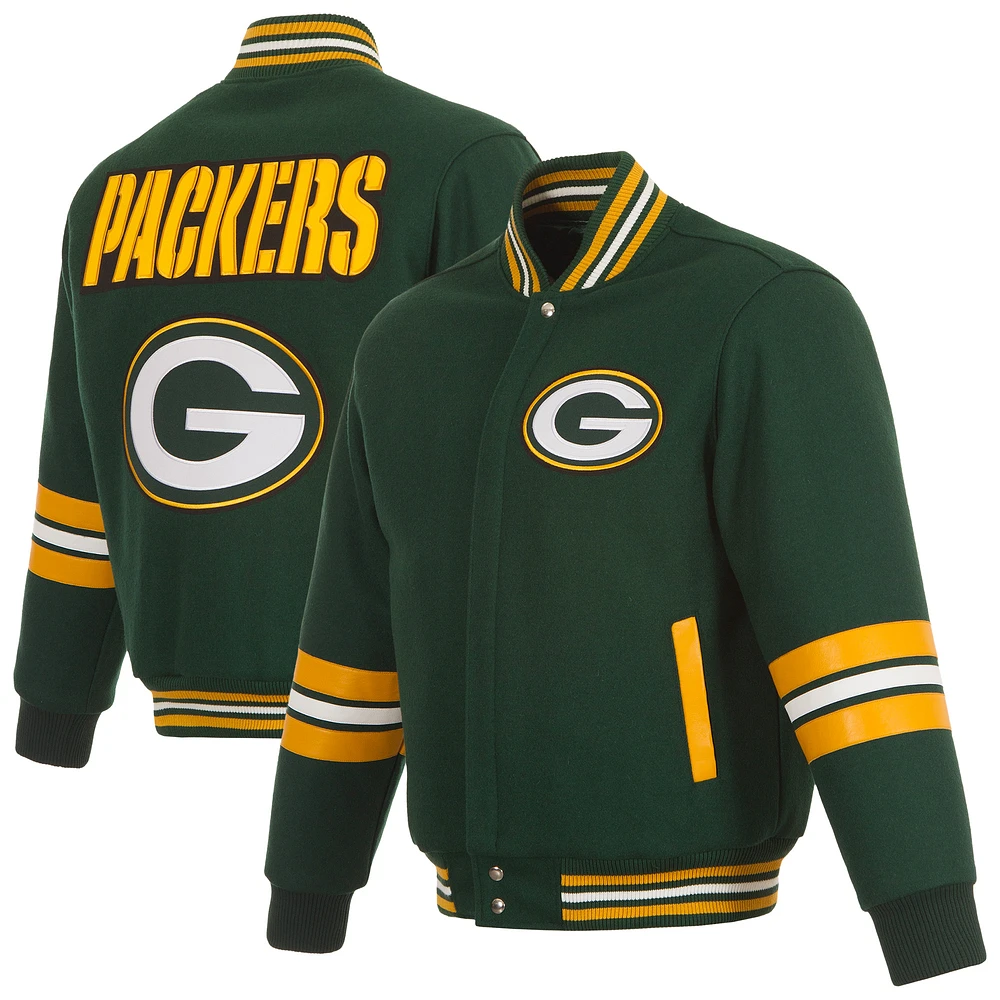 Men's JH Design Green Bay Packers Full-Zip Varsity Jacket