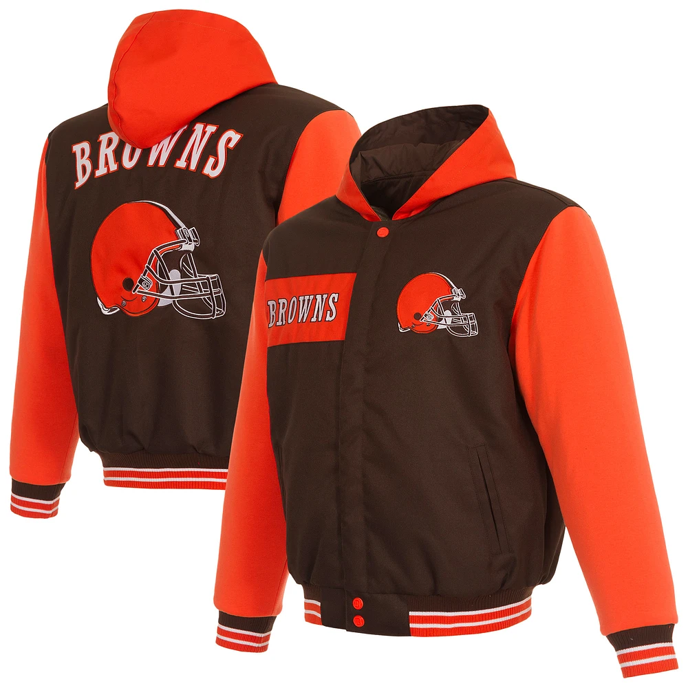 Men's JH Design Brown Cleveland Browns Fleece Hoodie Full-Zip Jacket