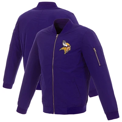 Men's JH Design Purple Minnesota Vikings Nylon Bomber Full-Zip Jacket