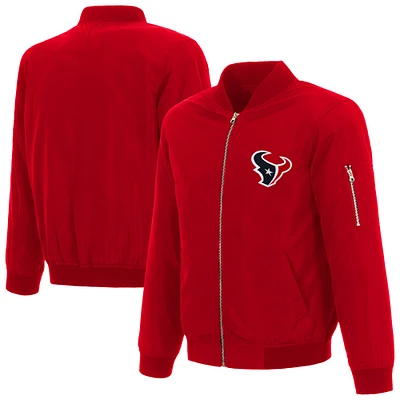 Men's JH Design Red Houston Texans Nylon Bomber Full-Zip Jacket