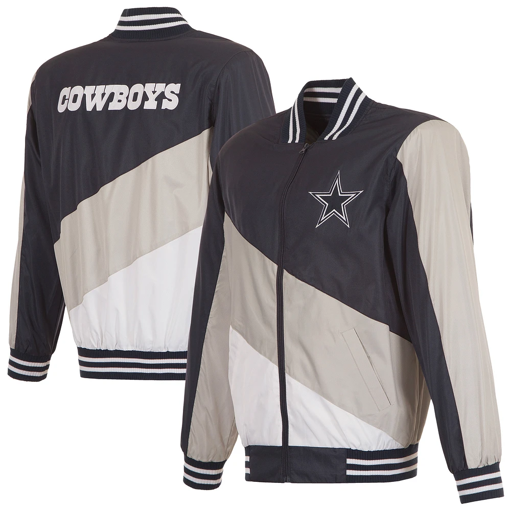 Men's JH Design Navy Dallas Cowboys Ripstop Nylon Bomber Full-Zip Jacket