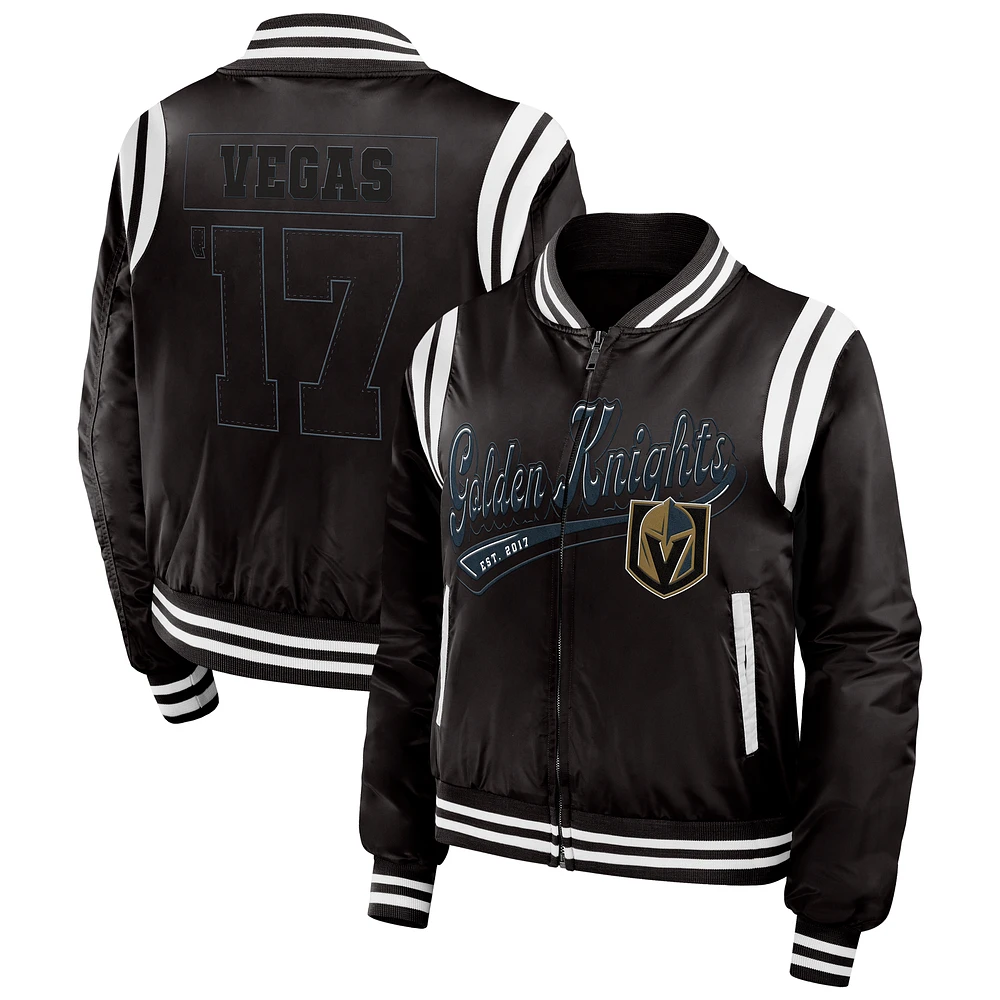 Women's WEAR by Erin Andrews Black Vegas Golden Knights Baller Full-Zip Bomber Jacket