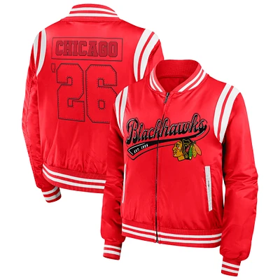 Women's WEAR by Erin Andrews Red Chicago Blackhawks Baller Full-Zip Bomber Jacket