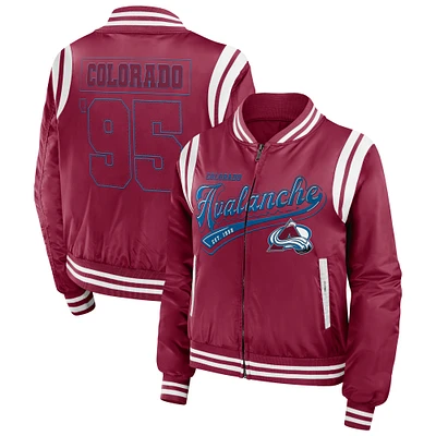 Women's WEAR by Erin Andrews Garnet Colorado Avalanche Baller Full-Zip Bomber Jacket