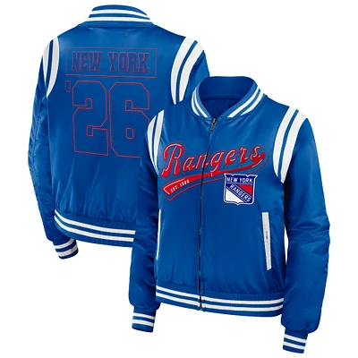 Women's WEAR by Erin Andrews Blue New York Rangers Baller Full-Zip Bomber Jacket